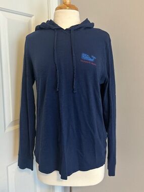 Vineyard Vines Navy Lightweight Long-Sleeve Hoodie | Size Medium